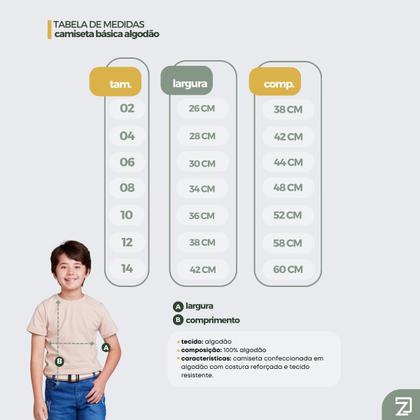 Imagem de Kit 3 Camisas Básica Lisa Infantil 100% Algodão