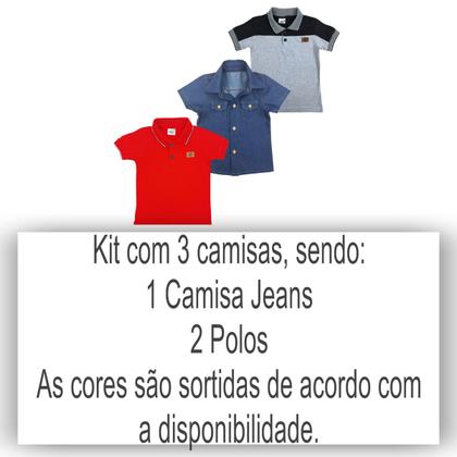 Imagem de Kit 3 Camisas/ Camisetas Polo Juvenil Menino