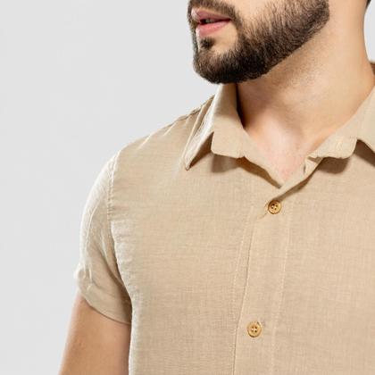 Imagem de Kit 3 Camisas Masculinas Toque de Linho Manga Curta Casual Praia Verão Fresca Leve Premium