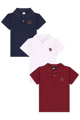 Imagem de Kit 3 Camisas Polo Menino Sortidas Infantil Estilo Casual de algodão kit de camisas polo
