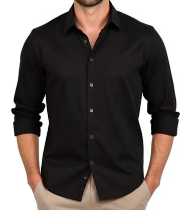 Imagem de Kit 3 Camisas Social Lisa Masculina Manga Longa Diversas Cores 