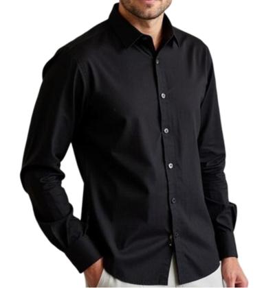 Imagem de Kit 3 Camisas Social Lisa Masculina Manga Longa Diversas Cores 