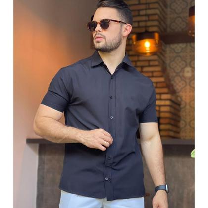 Imagem de Kit 3 Camisas Social Masculina Manga Curta Slim de Botões Coloridas Sem Bolso Linha Premium Luxo Não Amassa 