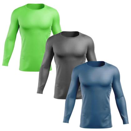 Imagem de Kit 3 Camisas UV Masculinas com Proteção UV 50+ Manga Longa