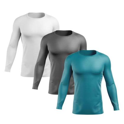 Imagem de Kit 3 Camisas UV Masculinas com Proteção UV 50+ Manga Longa