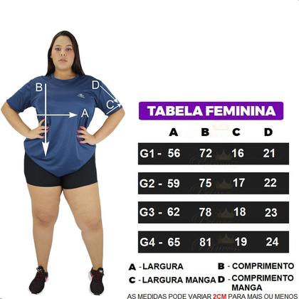 Imagem de Kit 3 Camiseta Feminina Dry Fit Plus Size Academia Premium