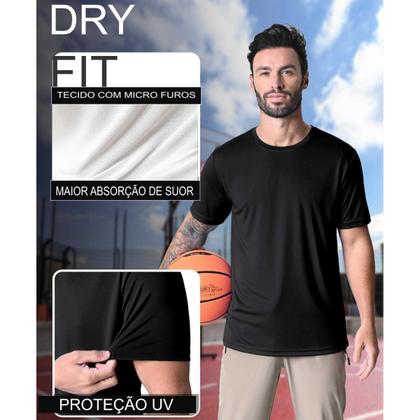 Imagem de Kit 3 Camiseta Masculina Esportiva Dry Fit Camisa Gola Redonda Corrida