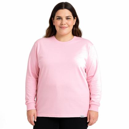 Imagem de Kit 3 Camiseta Plus Size Manga Longa c/ Punho 100% Algodão