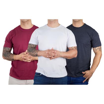 Imagem de Kit 3 Camisetas Básicas Masculina Algodão Premium Slim Fit