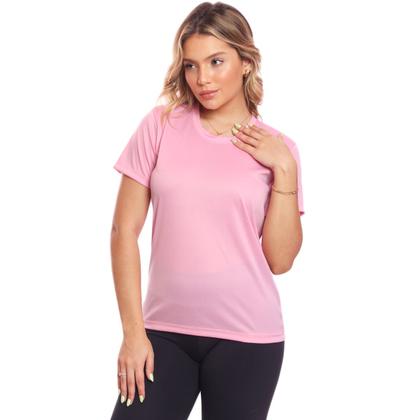 Imagem de Kit 3 Camisetas Feminina Manga Curta Dry Fit Basica Lisa Proteção Solar Uv