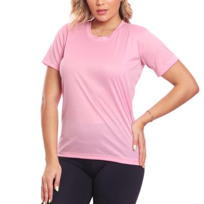 Imagem de Kit 3 Camisetas Feminina Manga Curta Dry Fit Basica Lisa Proteção Solar Uv