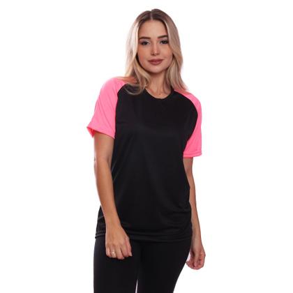 Imagem de Kit 3 Camisetas Feminina Raglan Dry Fit Proteção Solar UV Básica Lisa Treino Academia Ciclismo