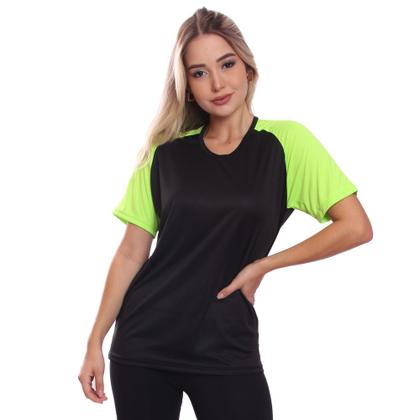 Imagem de Kit 3 Camisetas Feminina Raglan Dry Fit Proteção Solar UV Básica Lisa Treino Academia Ciclismo