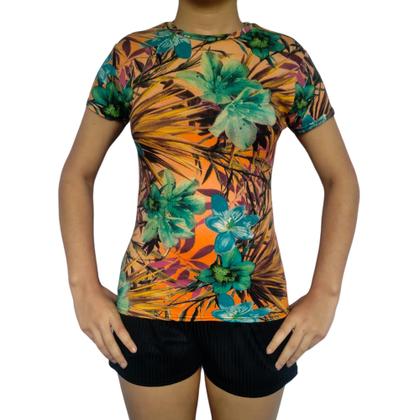 Imagem de Kit 3 Camisetas Femininas Baby Look Gola Careca Estampas Sortidas Viscolycra Pp ao Plus Size