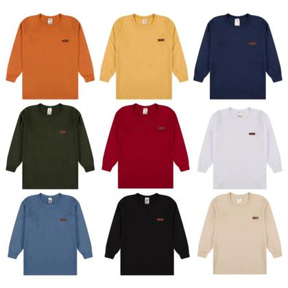 Imagem de Kit 3 Camisetas Manga Longa Bebê Menino Básica Lisa camisetas para bebê conforto manga longa