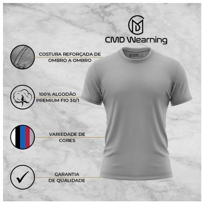 Imagem de Kit 3 Camisetas Masculinas Bordadas 100% Algodão Premium (Preto, Branco, Azul)