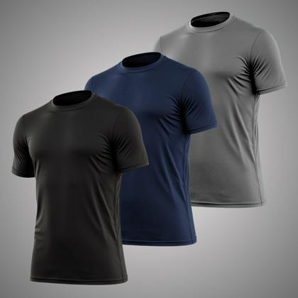 Imagem de Kit 3 Camisetas Masculinas Dry Fit Academia Anti Suor Basica Lisa Corrida