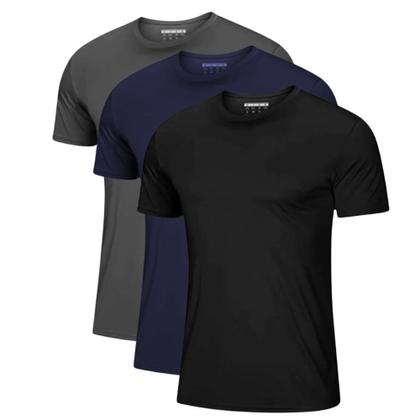 Imagem de Kit 3 Camisetas Masculinas Dry Fit Academia Anti Suor Basica Lisa Corrida