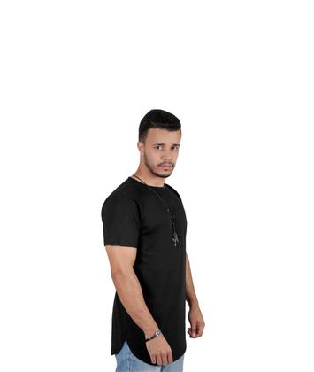 Imagem de  Kit 3 Camisetas Masculinas Long Line Oversize Swag Blusas Lisa Dança Camisas Musculação Namorado