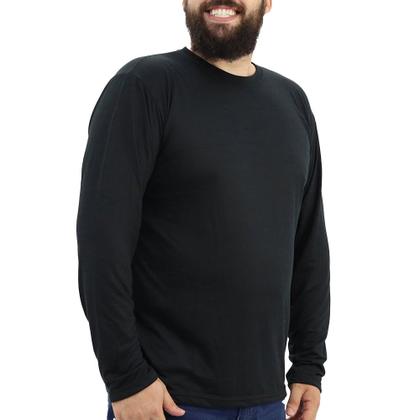 Imagem de Kit 3 Camisetas Masculinas Plus Size Malha Fria Manga Longa