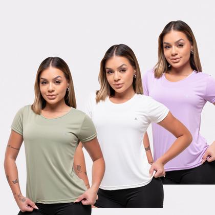 Imagem de Kit 3 Camisetas Poliamida Feminina Fitness Academia Treinar