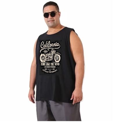 Imagem de Kit 3 CAMISETAS REGATAS PLUS SIZE Masculinas Lisas ou Estampadas 100% Algodão