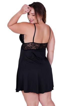 Imagem de Kit 3 Camisola Plus Size Detalhe Renda Bicolor-KIT 3 SHEYLA VERDE ROSA PRETO