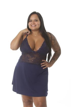 Imagem de Kit 3 Camisola Plus Size Feminina Sensual Sem Bojo Com Renda Lisa Linha Noite