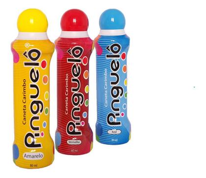 Imagem de Kit 3 Canetas Carimbo Pinguelo 80ml -  Cores Primárias