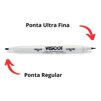 Imagem de Kit 3 Canetas Viscot 1425SR Ponta Dupla Regular Ultra Fina-Estéril