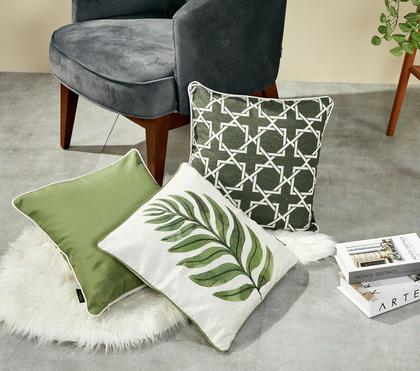 Imagem de Kit 3 Capas de Almofada Decorativa Belchior com Zíper Tecido Especial Estampadas e Lisas 43 x 43cm