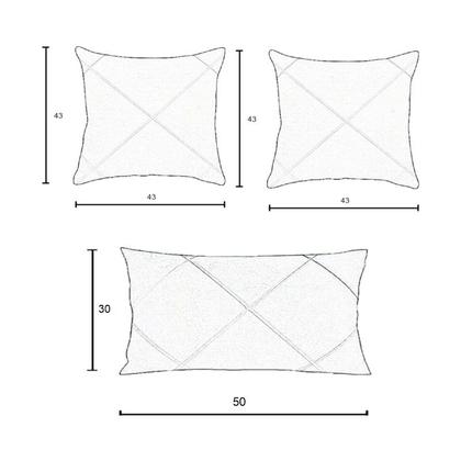 Imagem de Kit 3 Capas para Almofada Drapeada Veludo Quadradas e Retangular Com Enchimento