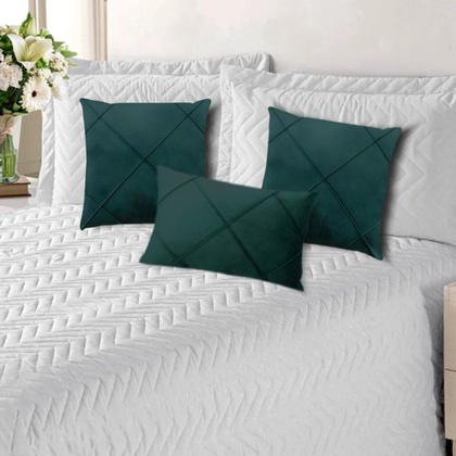 Imagem de Kit 3 Capas para Almofada Drapeada Veludo Quadradas e Retangular Com Enchimento