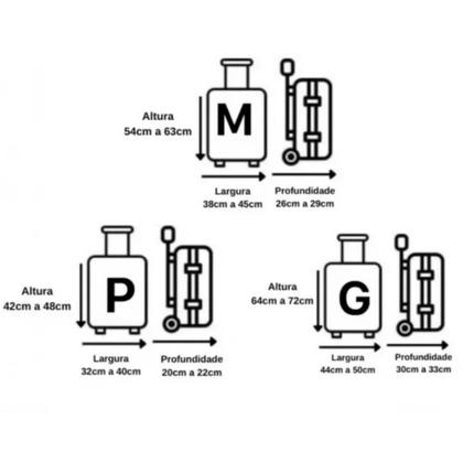 Imagem de Kit 3 Capas Protetoras para Mala Tamanhos P M G  Estampadas e Lisas