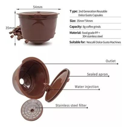 Imagem de Kit 3 Cápsulas Reutilizável Compatível Cafeteira Dolce Gusto