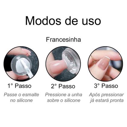 Imagem de Kit 3 Carimbos De Silicone Francesinha Unhas Com Raspador