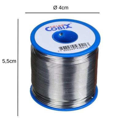Imagem de Kit 3 Carretéis de Solda em Fio 60x40 Estanho/Chumbo Fusão 198C 1,0mm 250g Cada Cobix