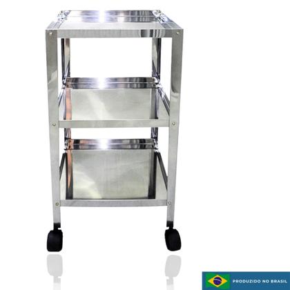 Imagem de Kit 3 Carrinho / Fruteira Multiuso Inox 3 Andares - Rodinhas