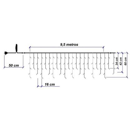 Imagem de Kit 3 Cascata 400 Leds Função Morno Prova d Agua 9,5m Bivolt