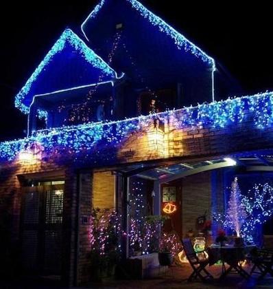 Imagem de Kit 3 Cascatas 400 Leds 10 Metros Luz Azul Fixa - 127v