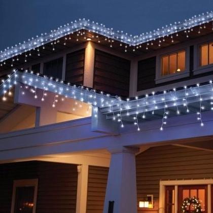 Imagem de Kit 3 Cascatas 400 Leds 10M C/ 8 Funções Branco Frio C/ Fio Branco