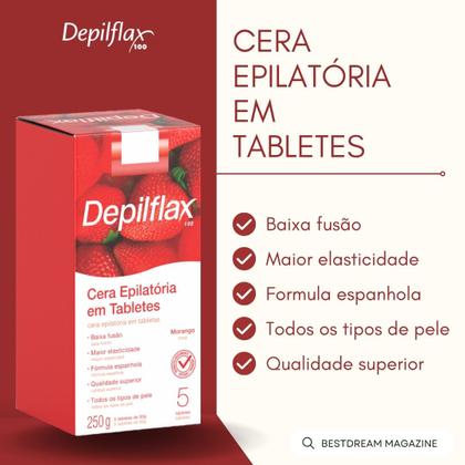 Imagem de Kit 3 Cera Quente Depilatória Depilação Profissional Morango Depilflax Barra 250g