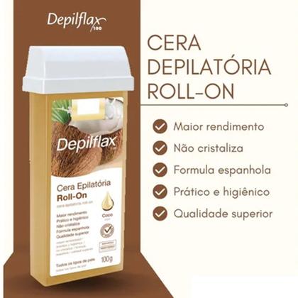 Imagem de Kit 3 Cera Refil Depilação Roll On Quente Depilflax Coco 100g