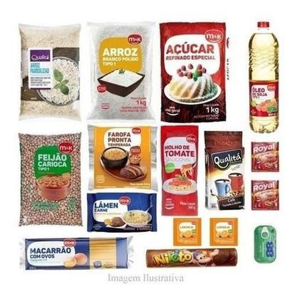 Imagem de Kit 3 Cesta Básica Completa Alimentos Essenciais 16 Itens