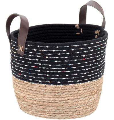 Imagem de Kit 3 cesta decorativa organizadora multiuso kigali fibra preto