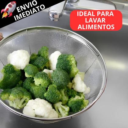 Imagem de Kit 3 Cesto De Inox Escorredor 22CM Para Lavar Alimentos Arroz Legumes Frutas Massas Resistent