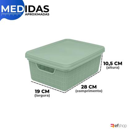 Imagem de Kit 3 Cestos Caixa Organizadora c/ Tampa 28x19 5L Gaveta Armário Organização de Casa Lavanderia