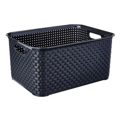 Imagem de Kit 3 Cestos Caixas Organizadora Rattan Com Tampa 07 Litros Preto