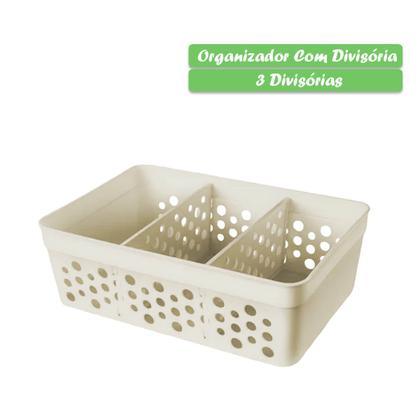 Imagem de Kit 3 Cestos Organizador C/ 2 Divisórias Colméia 17x11,5x5,5