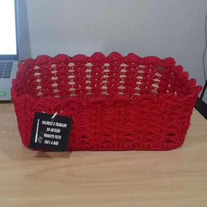 Imagem de Kit 3 Cestos Organizador De Croche Retangular 26 x 18cm